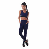 Calça de Compressão com Bolsos Recortes