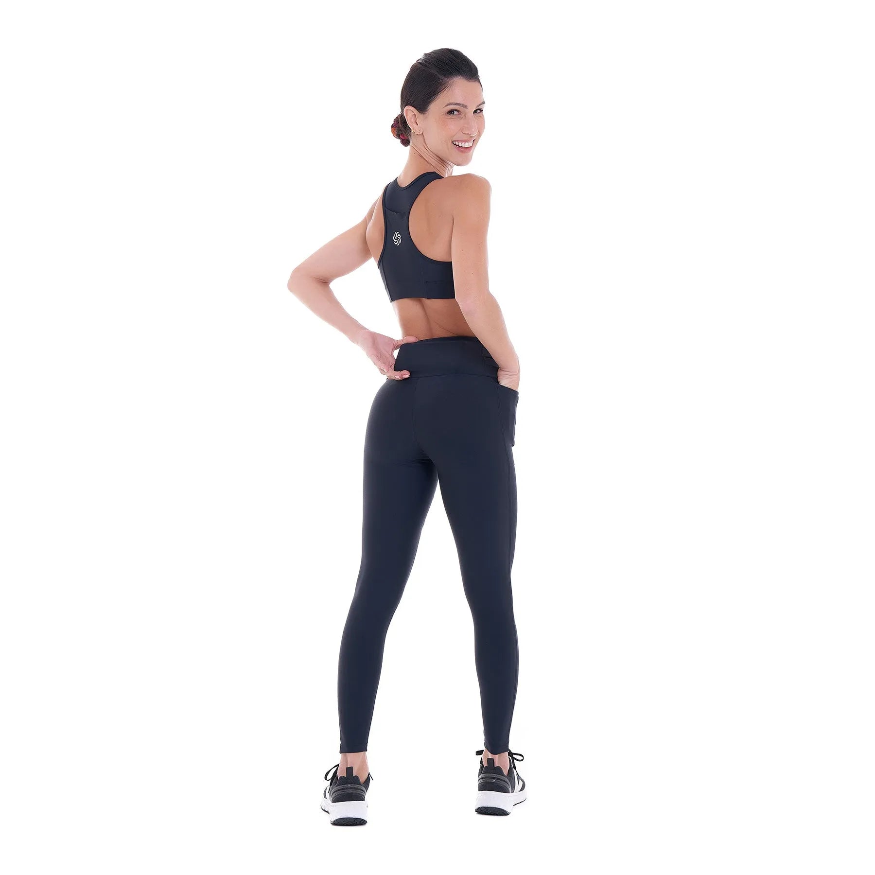 Calça de Compressão com Multibolsos Preto