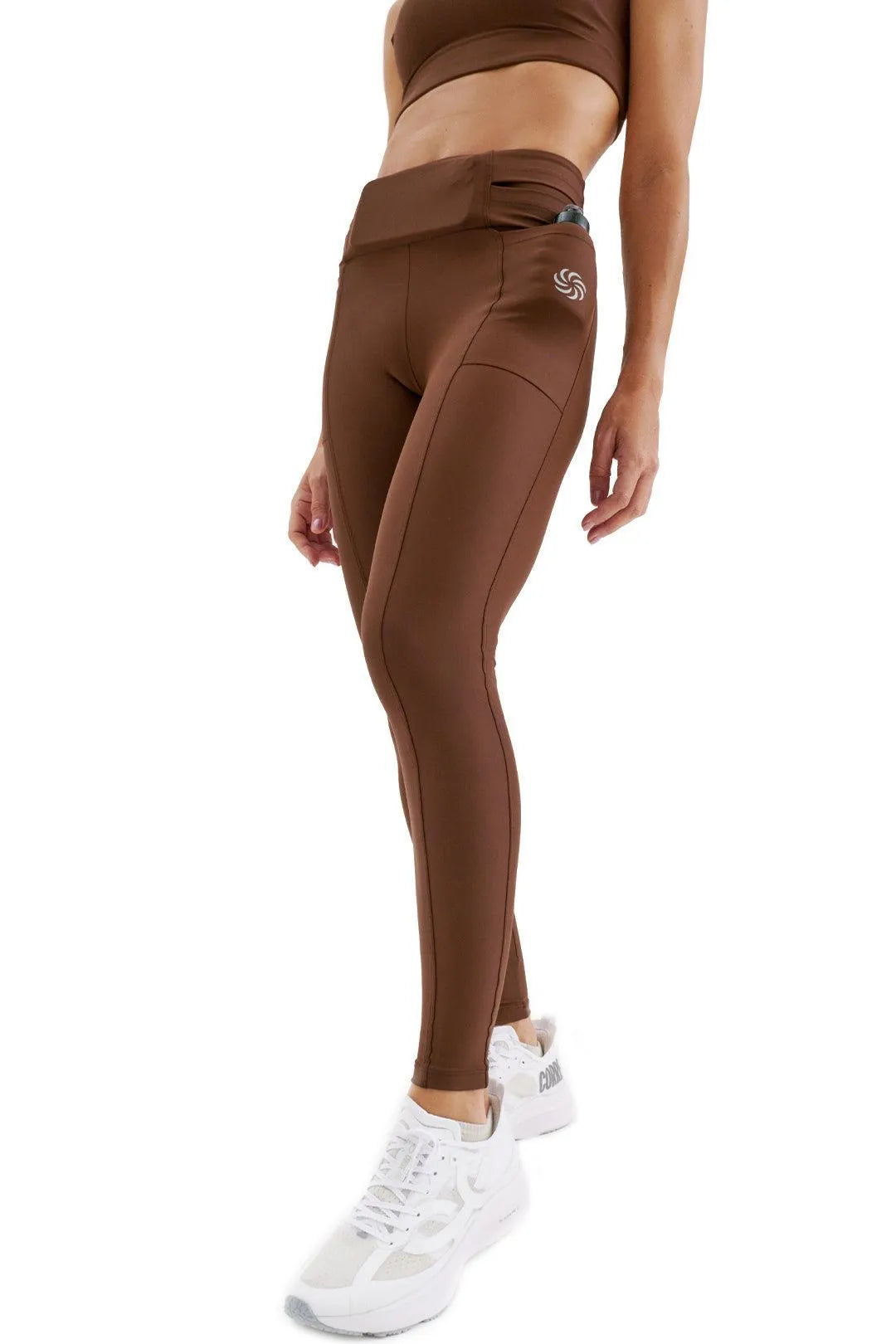 Calça de Compressão com Multibolsos Total Emana Café