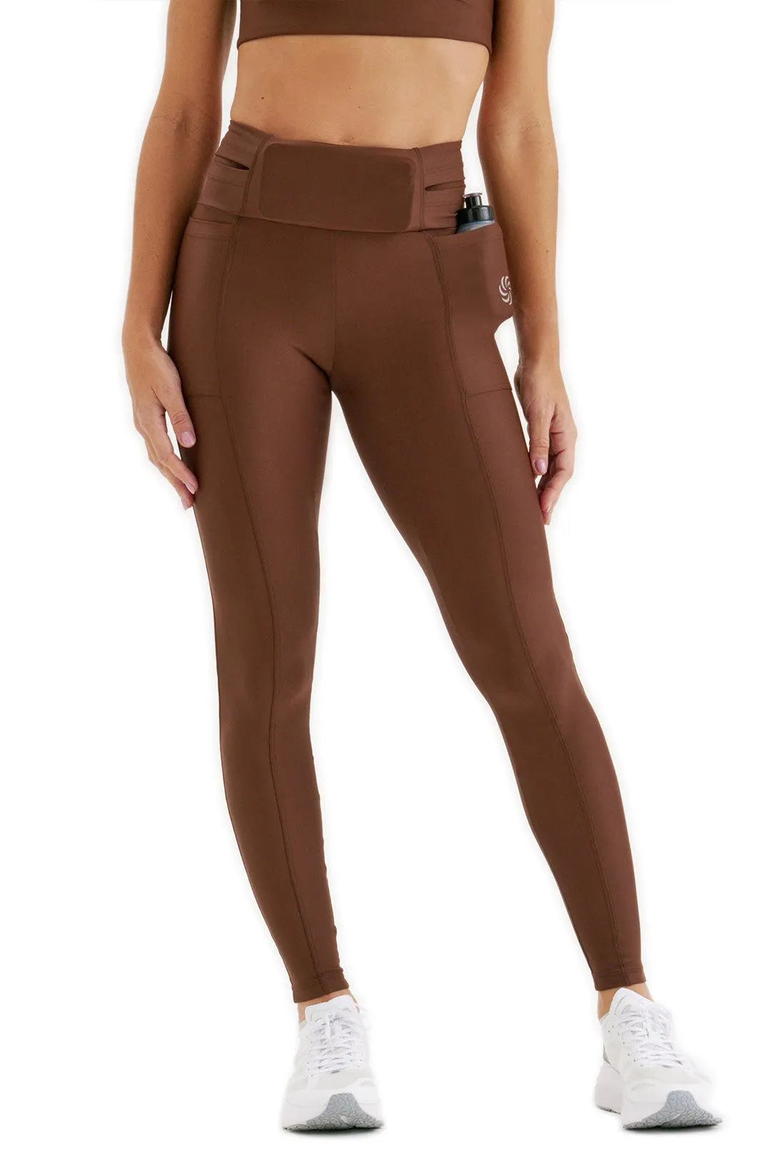 Calça de Compressão com Multibolsos Total Emana Café