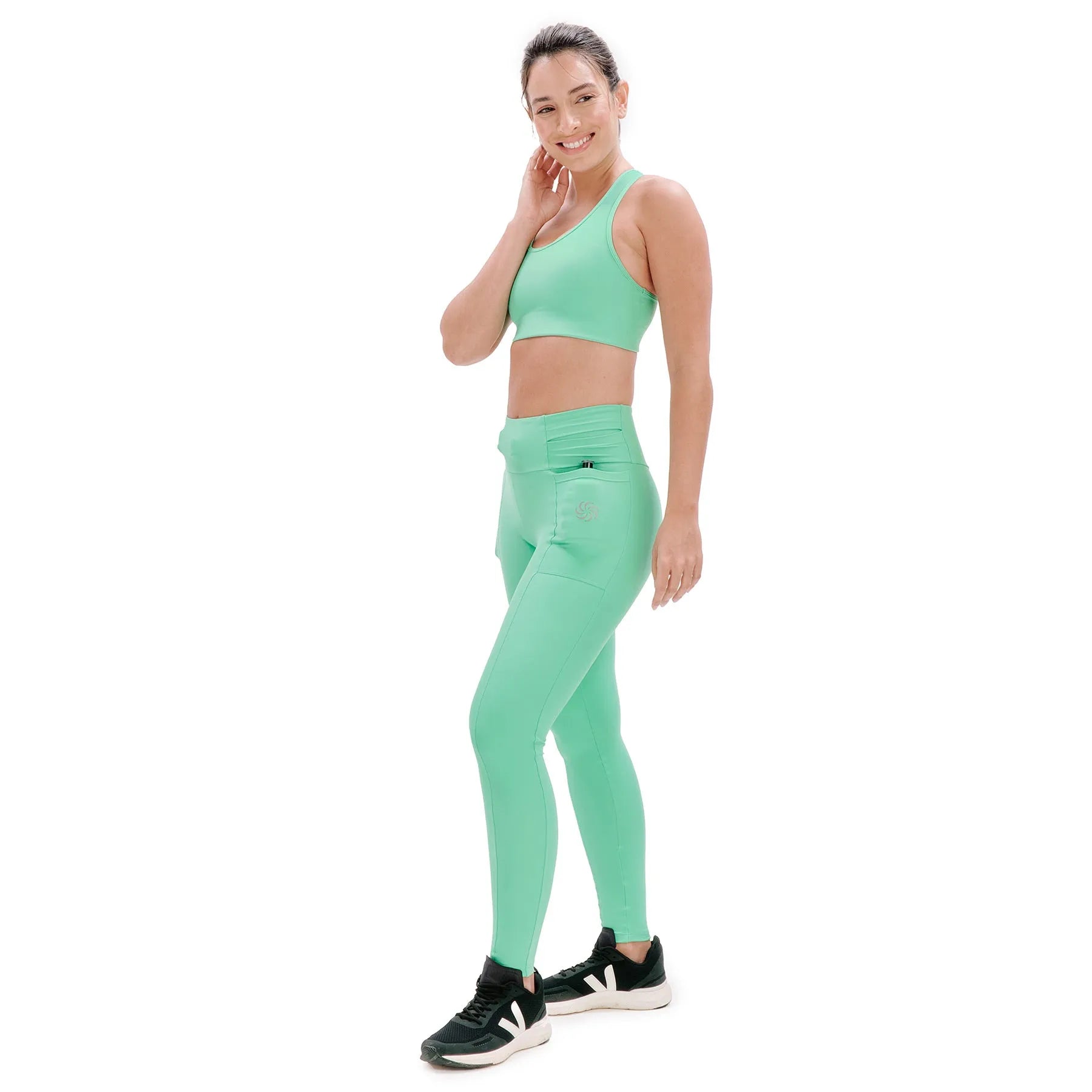 Calça de Compressão com Multibolsos Total Emana Menta