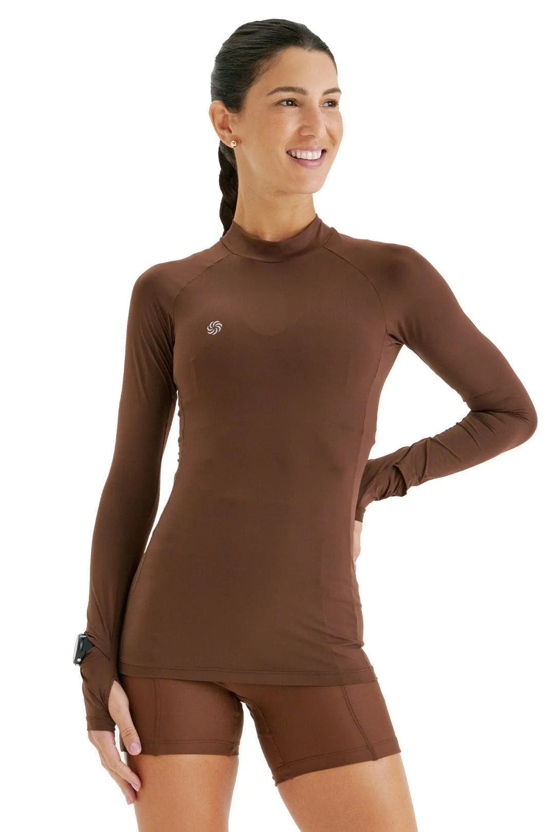 Camisa UV Manga Longa Fluida Abertura Café