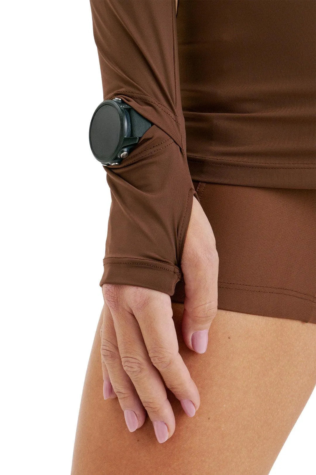 Camisa UV Manga Longa Fluida Abertura Café