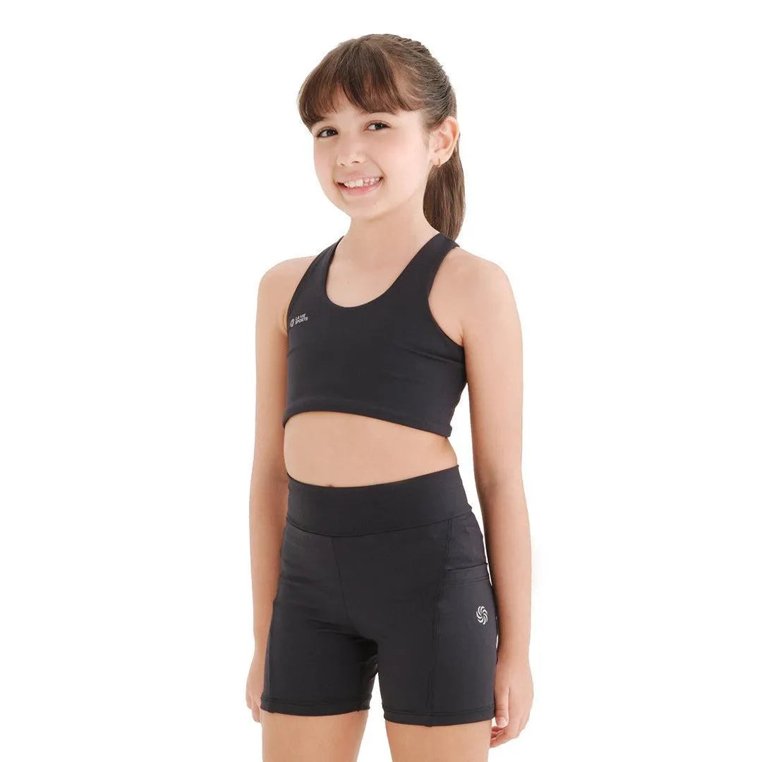 Short de compressão com bolsos infantil preto