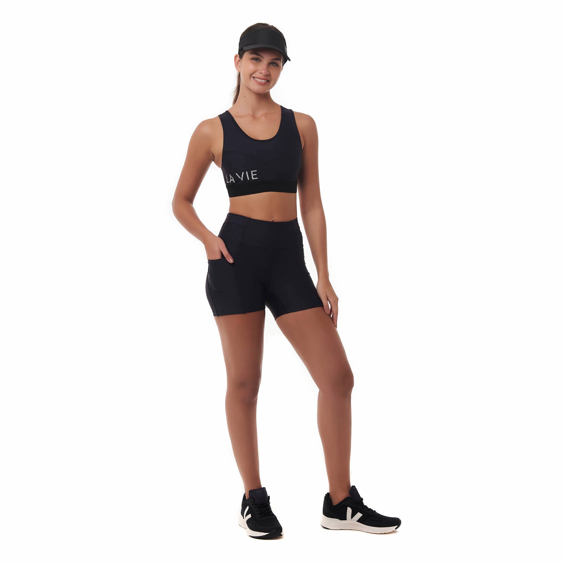 Short de Compressão Curto com Multibolsos Preto