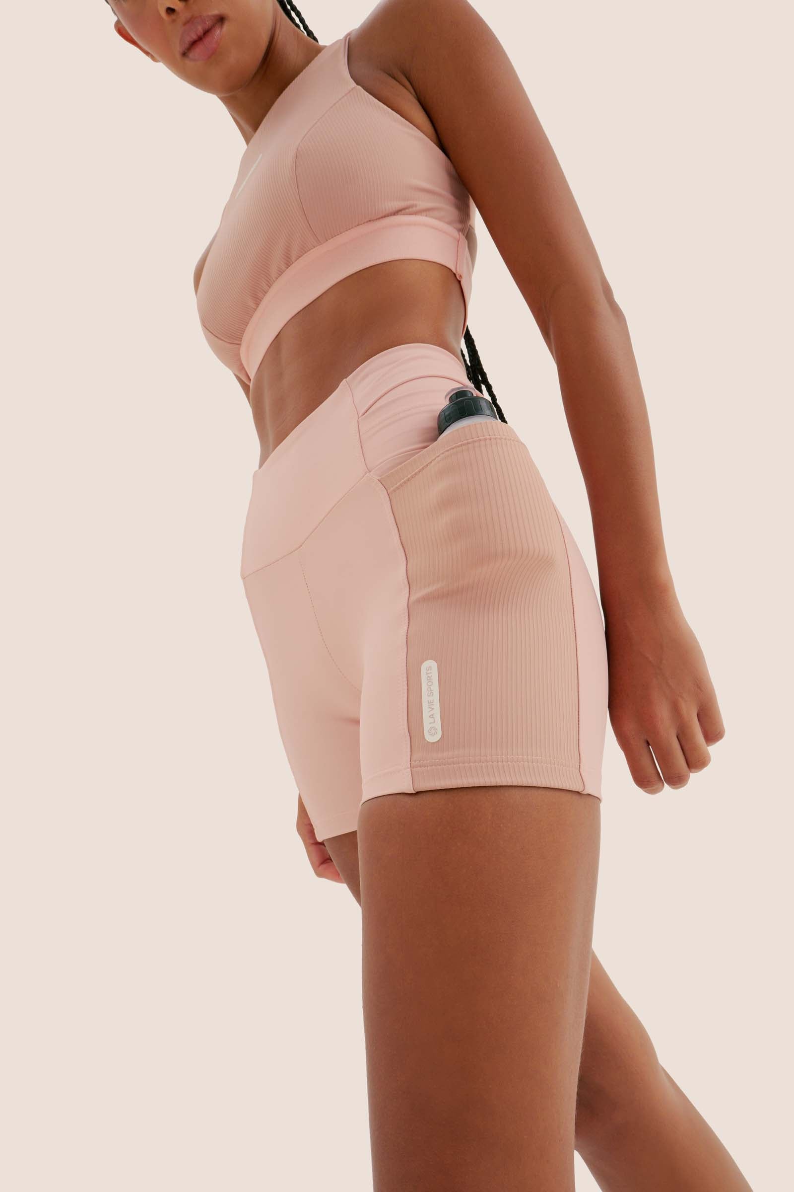 SHORT DE COMPRESSÃO COM MULTIBOLSOS CURTO ROSE