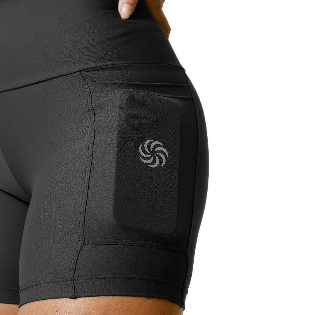 Short de Compressão com Bolsos Recortes Grafite