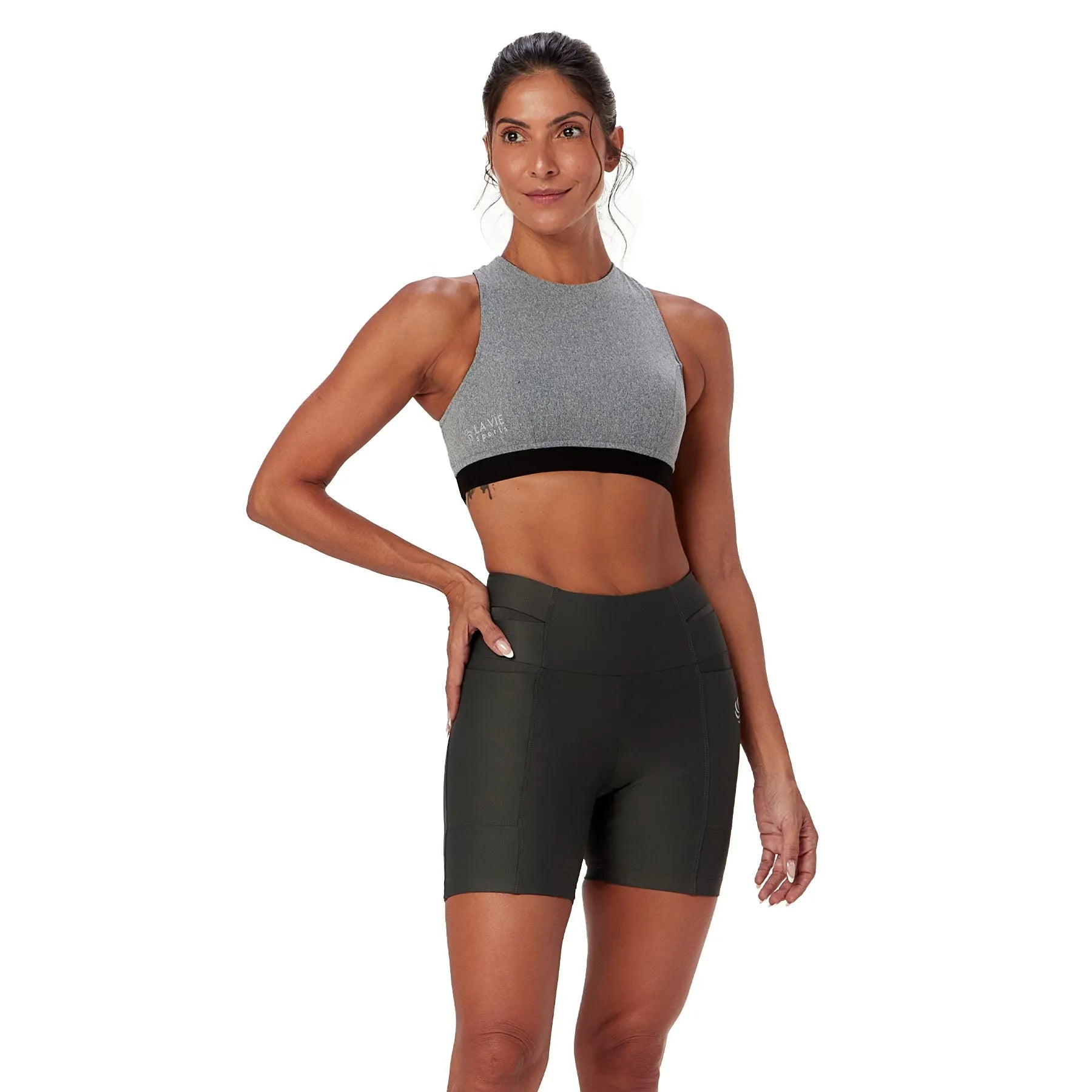 Short de Compressão com Multibolsos Grafite