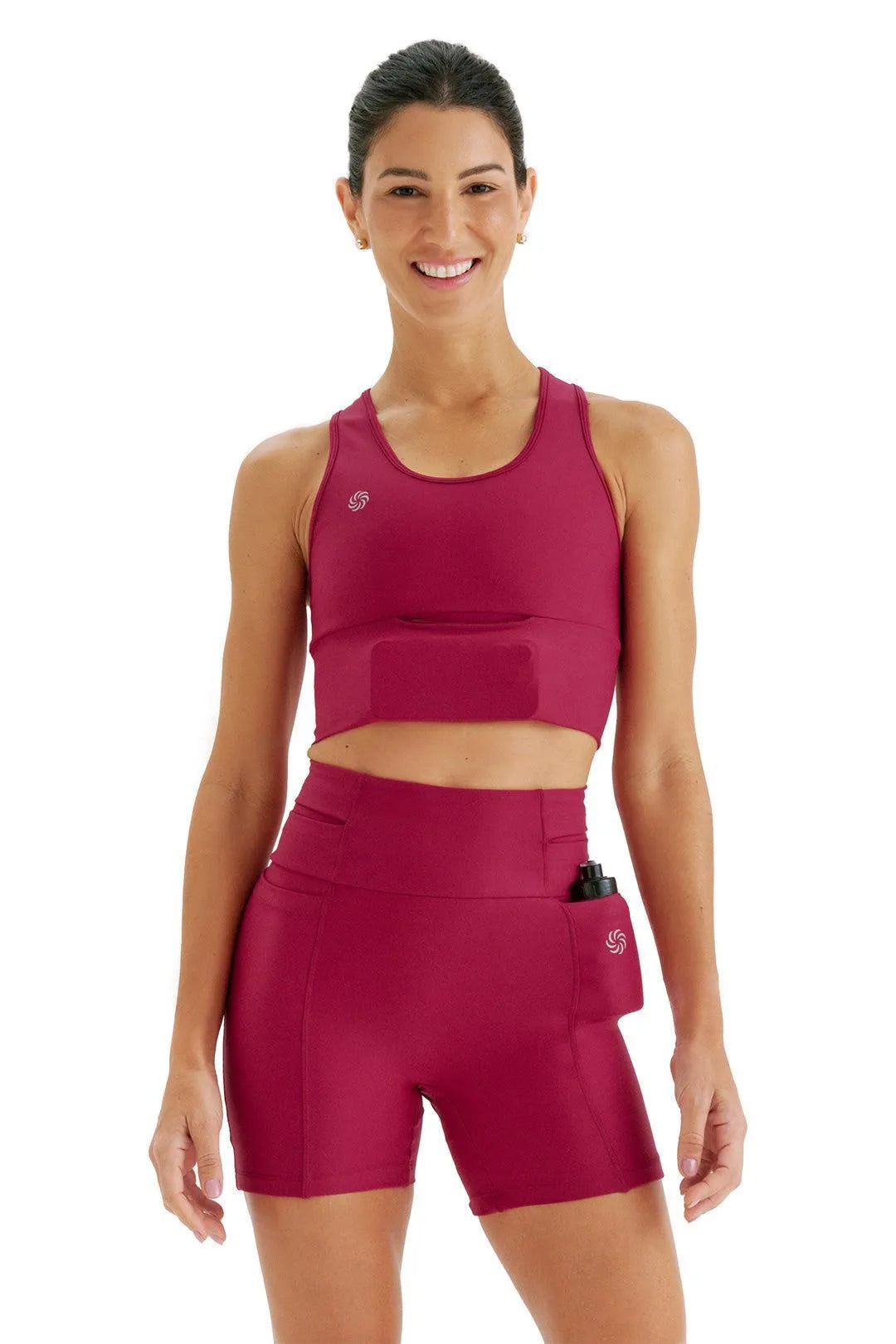 Short de Compressão com Multibolsos Livre AloeSkin Cereja