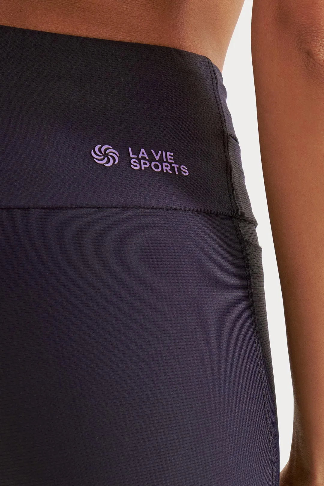 Short de Compressão Curto com Multibolsos Preto e Lavanda