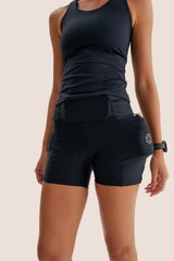 SHORT DE COMPRESSÃO CURTO COM MULTIBOLSOS CompressSkin™ + Emana PRETO