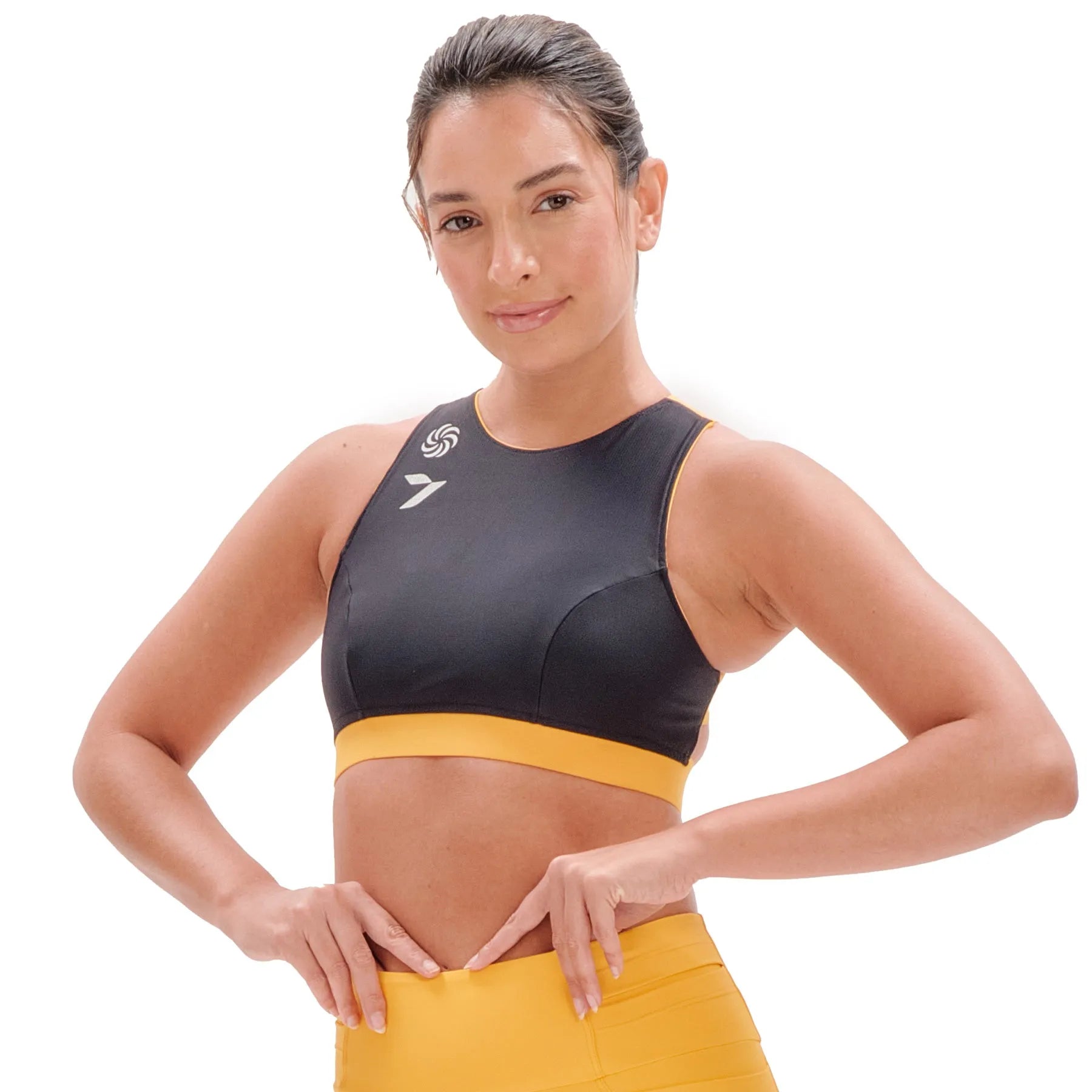 Top Cropped Dupla Face Sette Yellow e Black