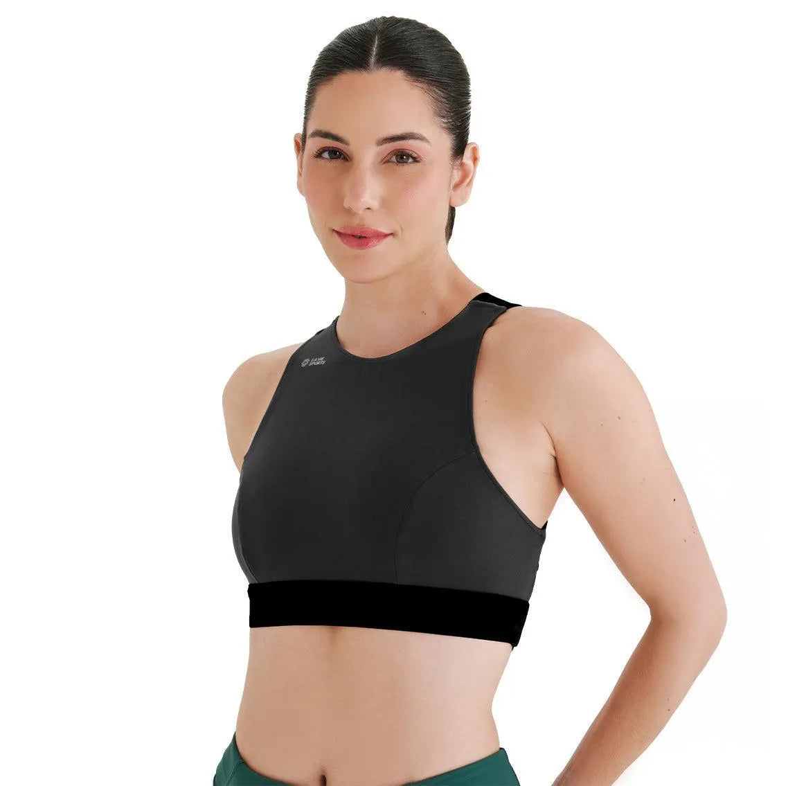 Top Cropped Dupla Face Emana Folha e Preto