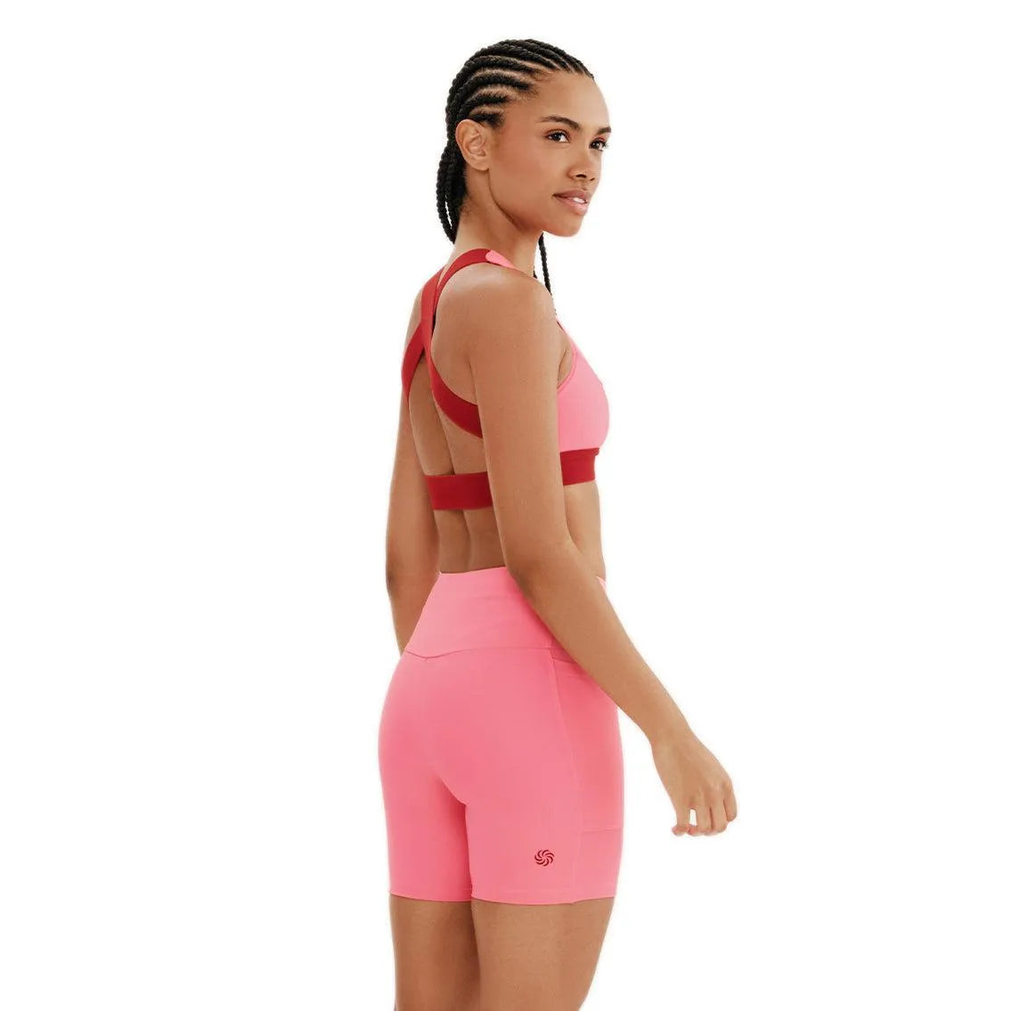 Top Cropped Dupla Face Total Emana Rosado e Carmim