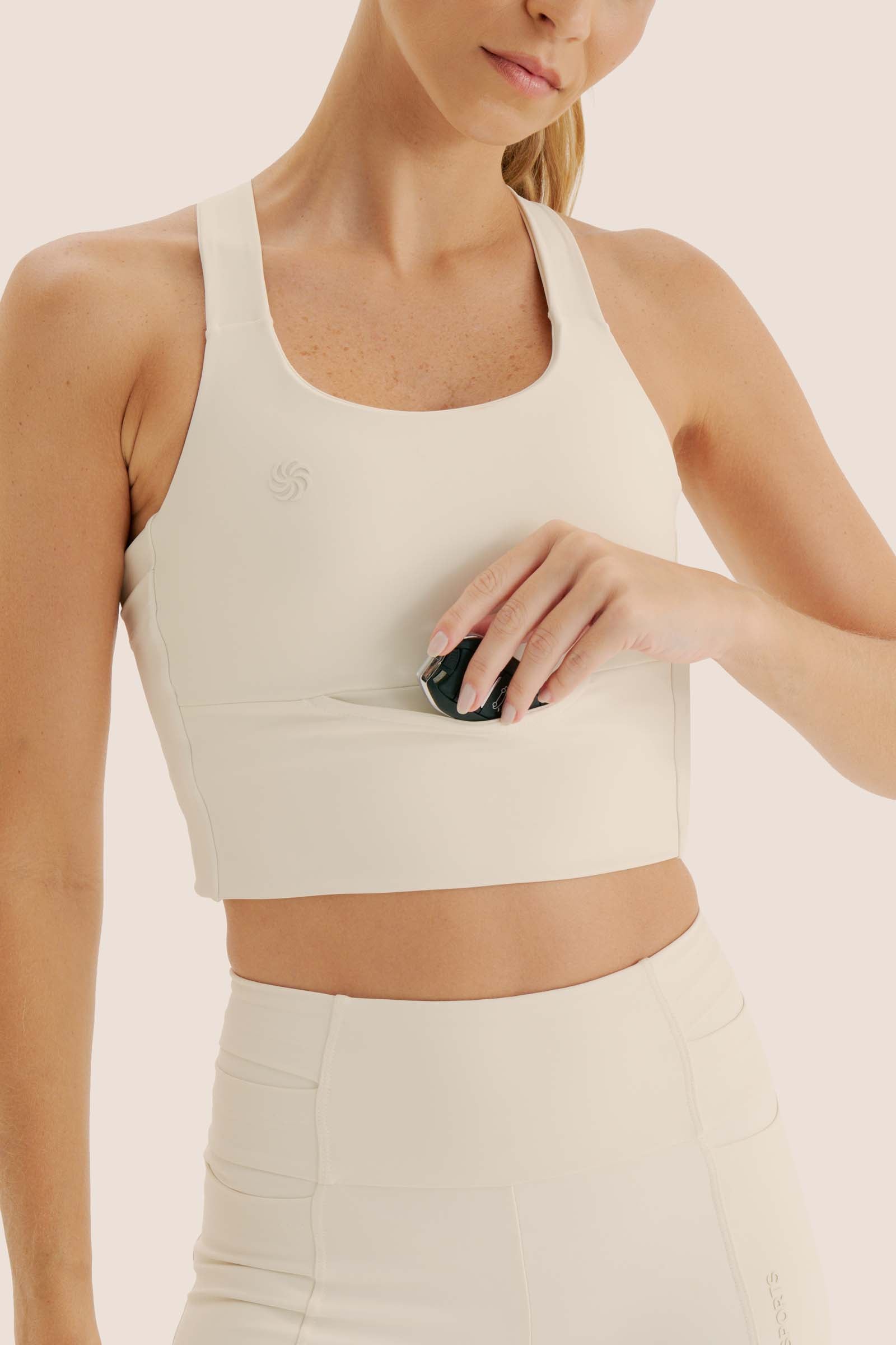 TOP DE COMPRESSÃO 7 BOLSOS SIMPLE OFF WHITE