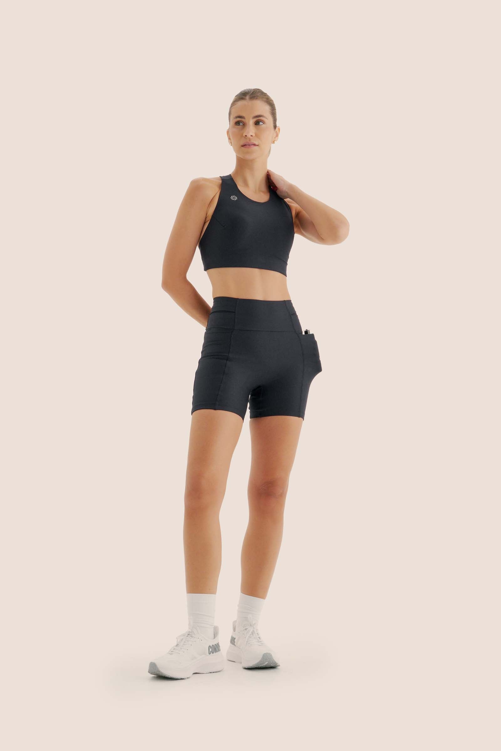 Top de Compressão com Bolso Cropped Bojo Fixo 2.0 Preto