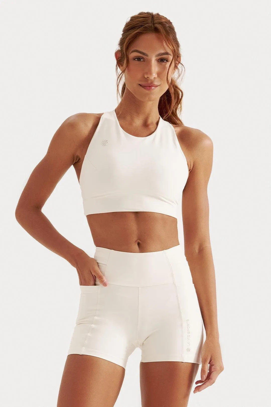 Top de Compressão com Bolso Cropped Bojo Fixo 2.0 Simple Off White