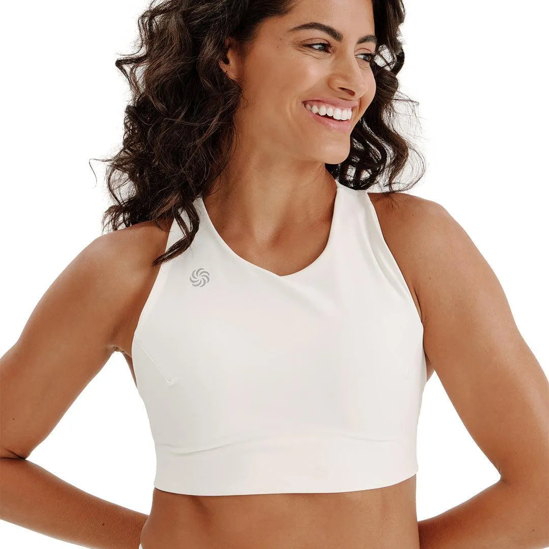 Top de Compressão com Bolso Cropped Bojo Fixo Total Emana Latte