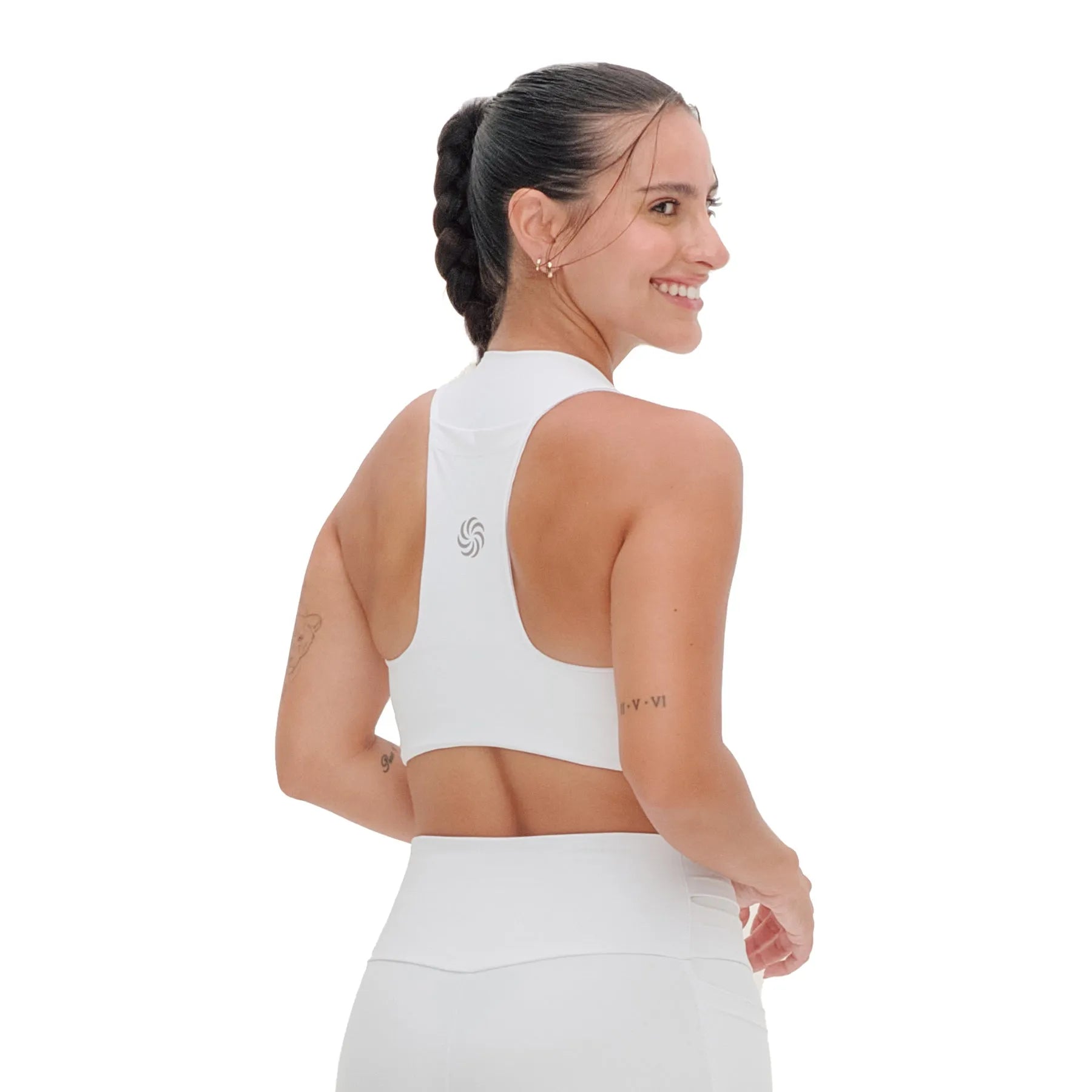 Top de Compressão com Bolso Cropped Bojo Fixo 2.0 Branco