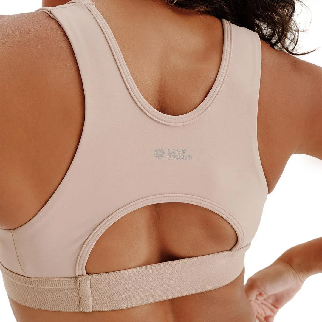 Top de Compressão com Bolso Recortes Total Emana Cappuccino