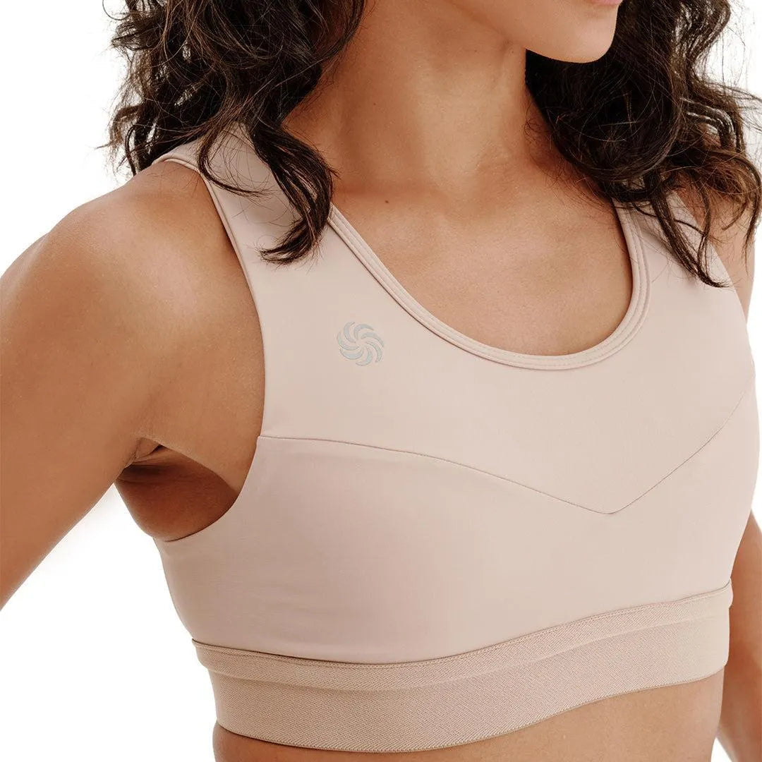 Top de Compressão com Bolso Recortes Total Emana Cappuccino