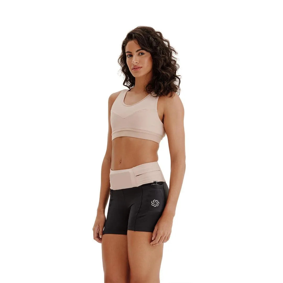 Top de Compressão com Bolso Recortes Total Emana Cappuccino