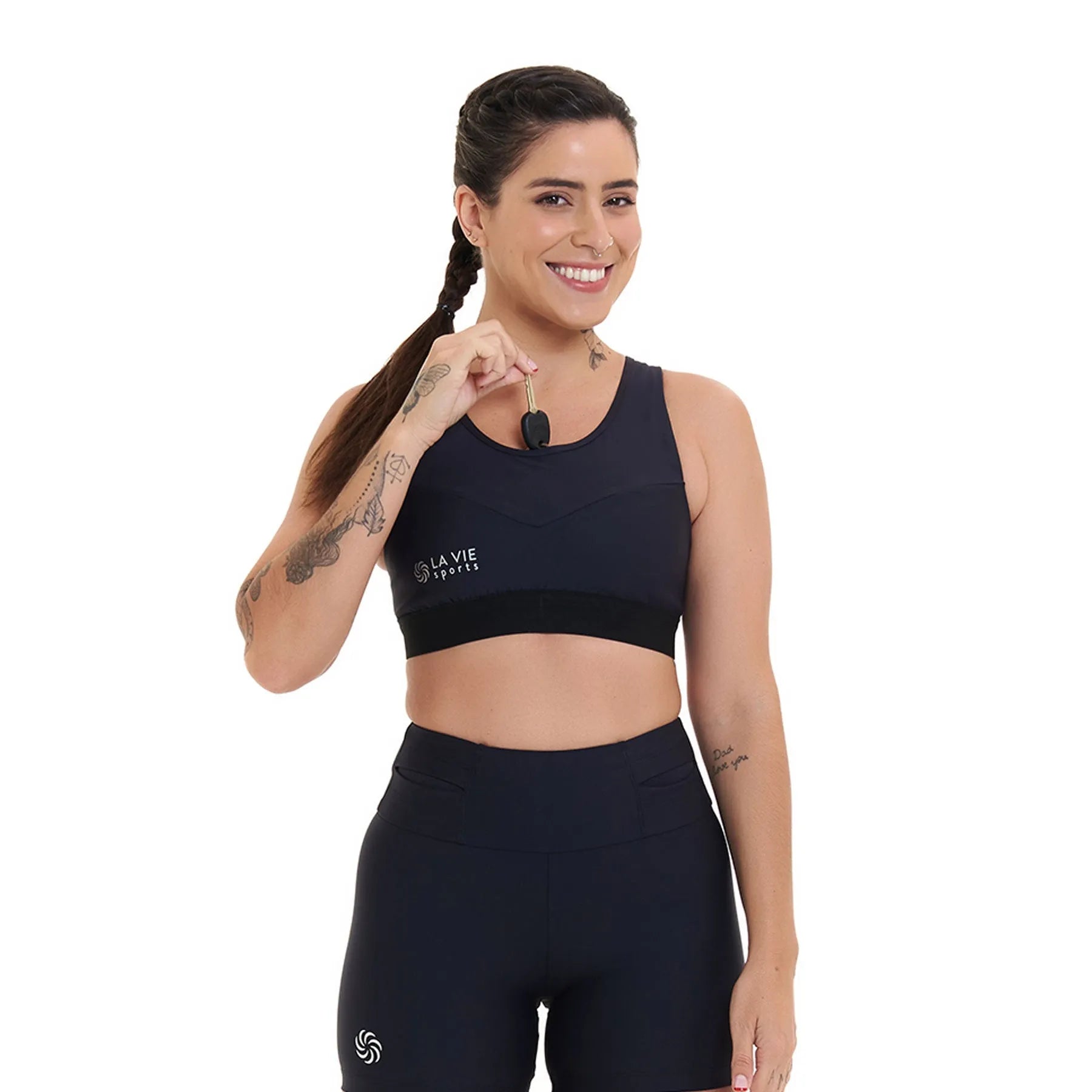 Top de Compressão com Bolso Recortes