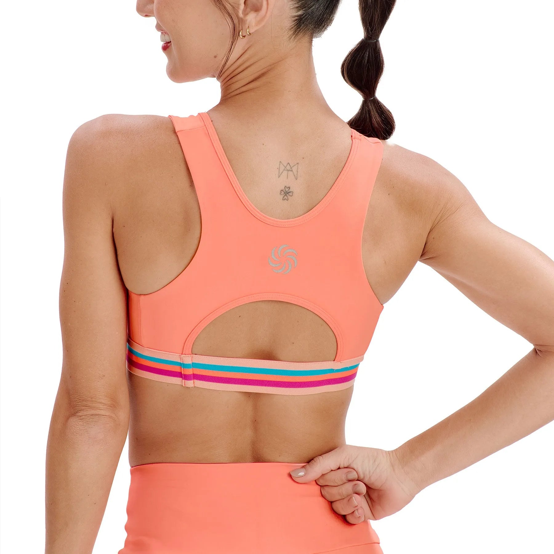 Top de Compressão com Bolso Recortes Total Emana Coral