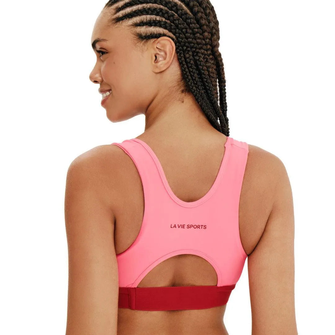 Top de Compressão com Bolso Recortes Total Emana Rosado