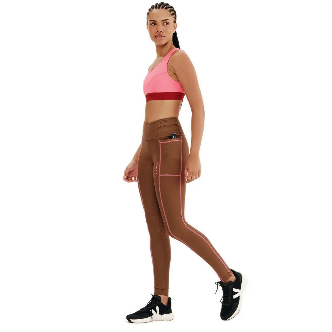 Top de Compressão com Bolso Recortes Total Emana Rosado