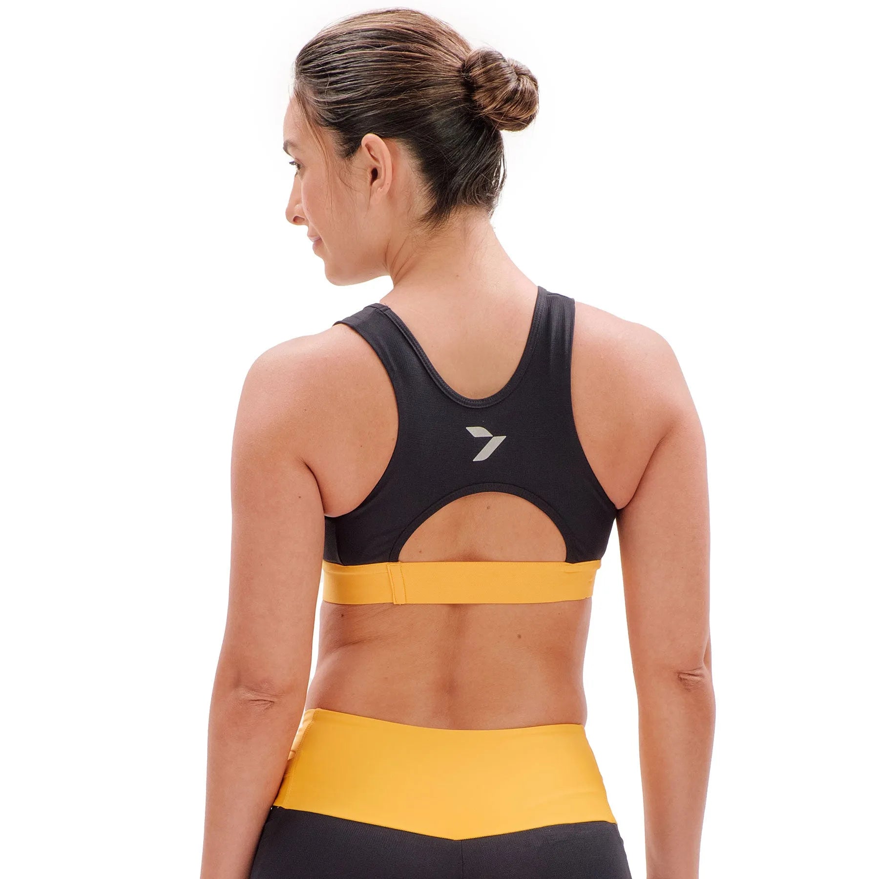 Top de Compressão com Bolso Recortes Sette Black e Yellow