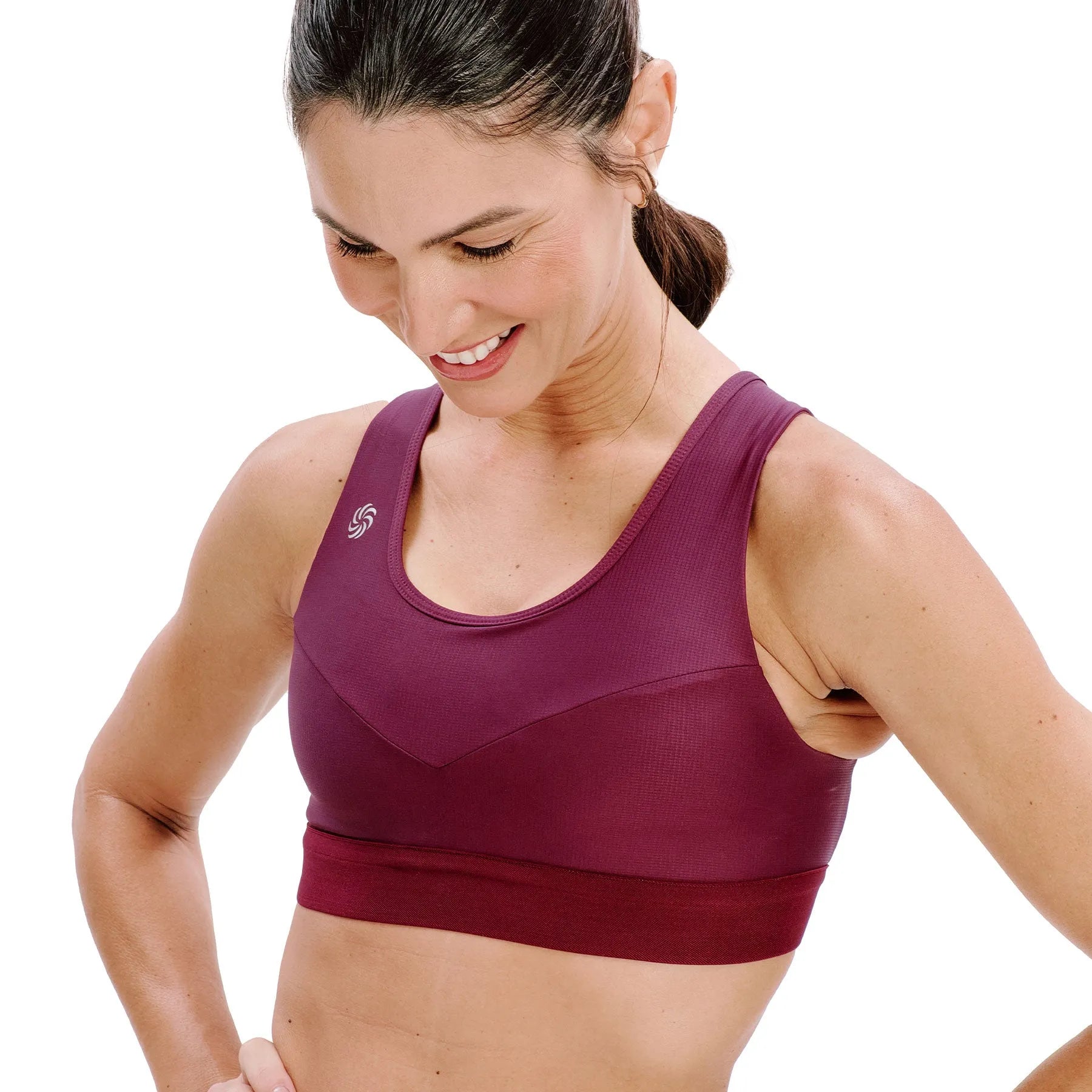 Top de Compressão com Bolso Recortes Vinho