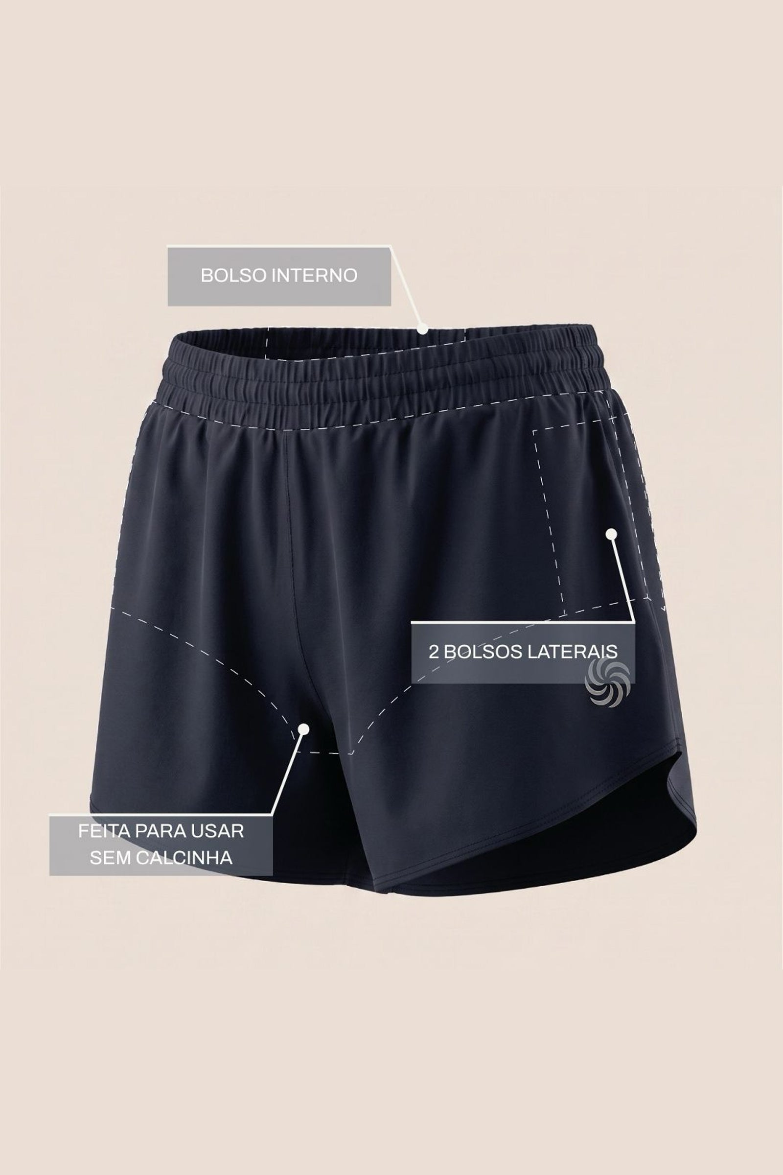 SHORT 3 BOLSOS SOLTINHO AloeSkin™ PRETO